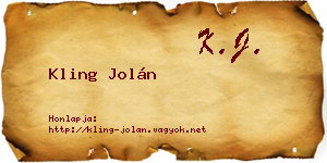 Kling Jolán névjegykártya