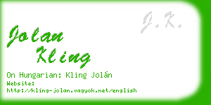 jolan kling business card
